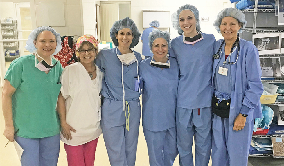 Six medical professionals posing together